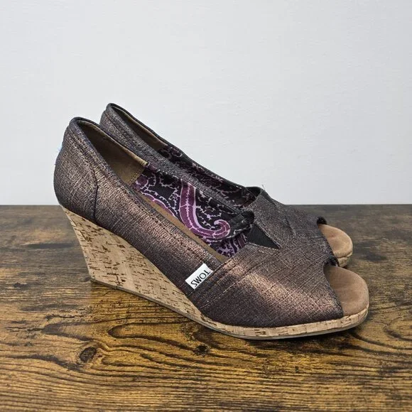Toms Shoes Toms Classic Wedge Sandals Shoes Size Slipon Peep